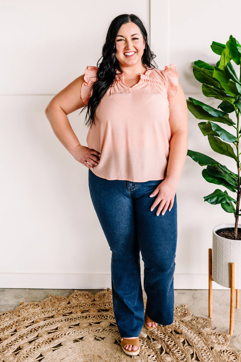 SAMPLE Stitch Point Crinkle Blouse In Peach