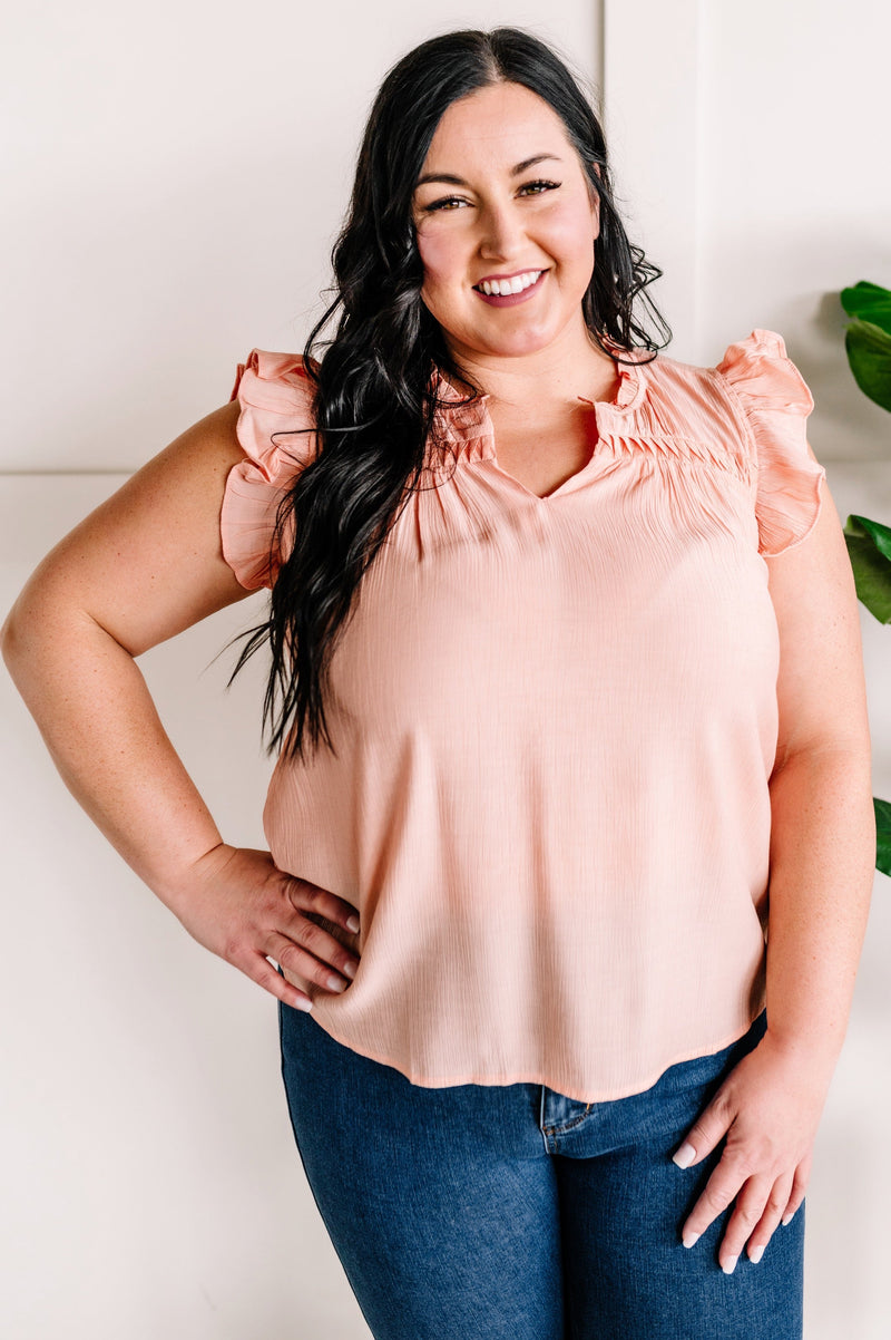 SAMPLE Stitch Point Crinkle Blouse In Peach