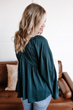 SAMPLE Into The Shadows Striped Blouse In Deep Emerald