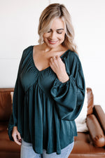 SAMPLE Into The Shadows Striped Blouse In Deep Emerald