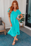 Dolman Sleeve Maxi Dress in Neon Blue