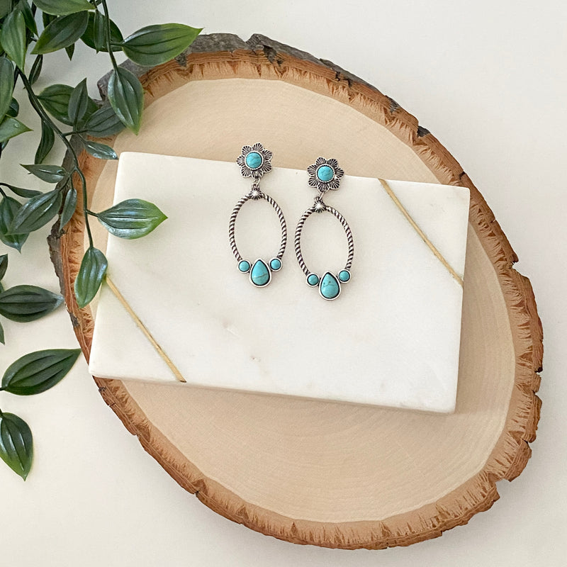 Turquoise + Silver Dangles