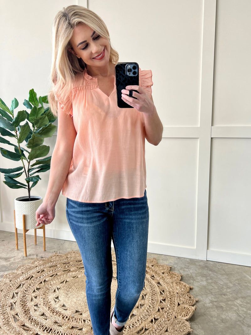 SAMPLE Stitch Point Crinkle Blouse In Peach