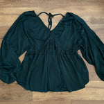 SAMPLE Into The Shadows Striped Blouse In Deep Emerald