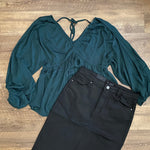 SAMPLE Into The Shadows Striped Blouse In Deep Emerald