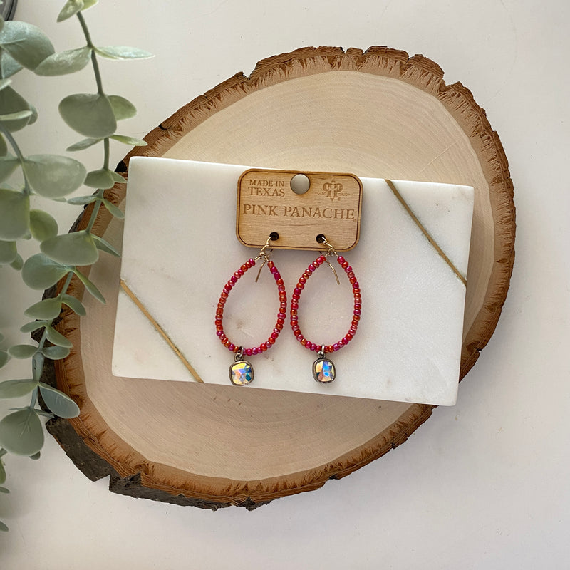 Red Bead Drop Earrings