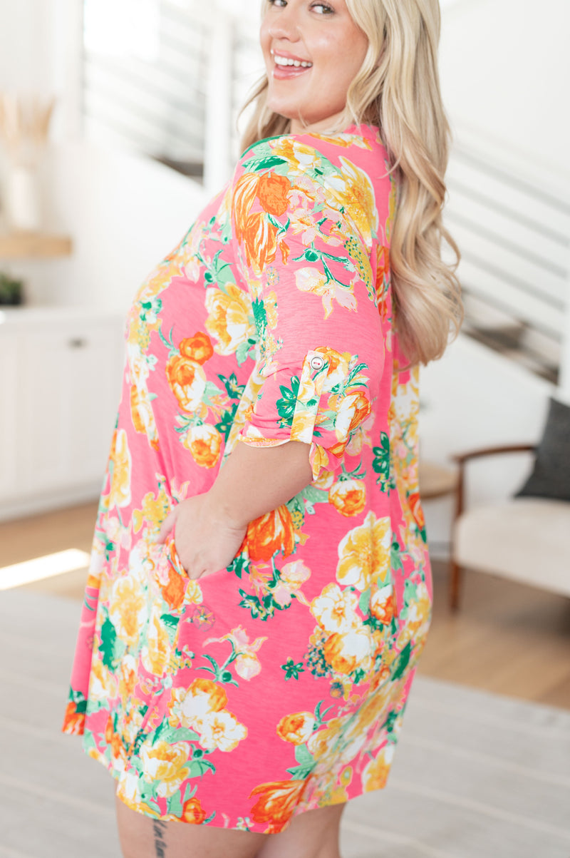 Lizzy Dress in Hot Pink and Yellow Floral