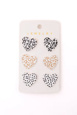 *Triple Hearts Studs in Animal