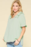 Puff Sleeve Ruffle Top