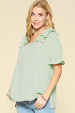 Puff Sleeve Ruffle Top