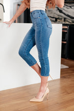 Emily High Rise Cool Denim Pull On Capri Jeans