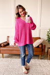 SAMPLE Because Of You V Neck Knit Sweater in Pink